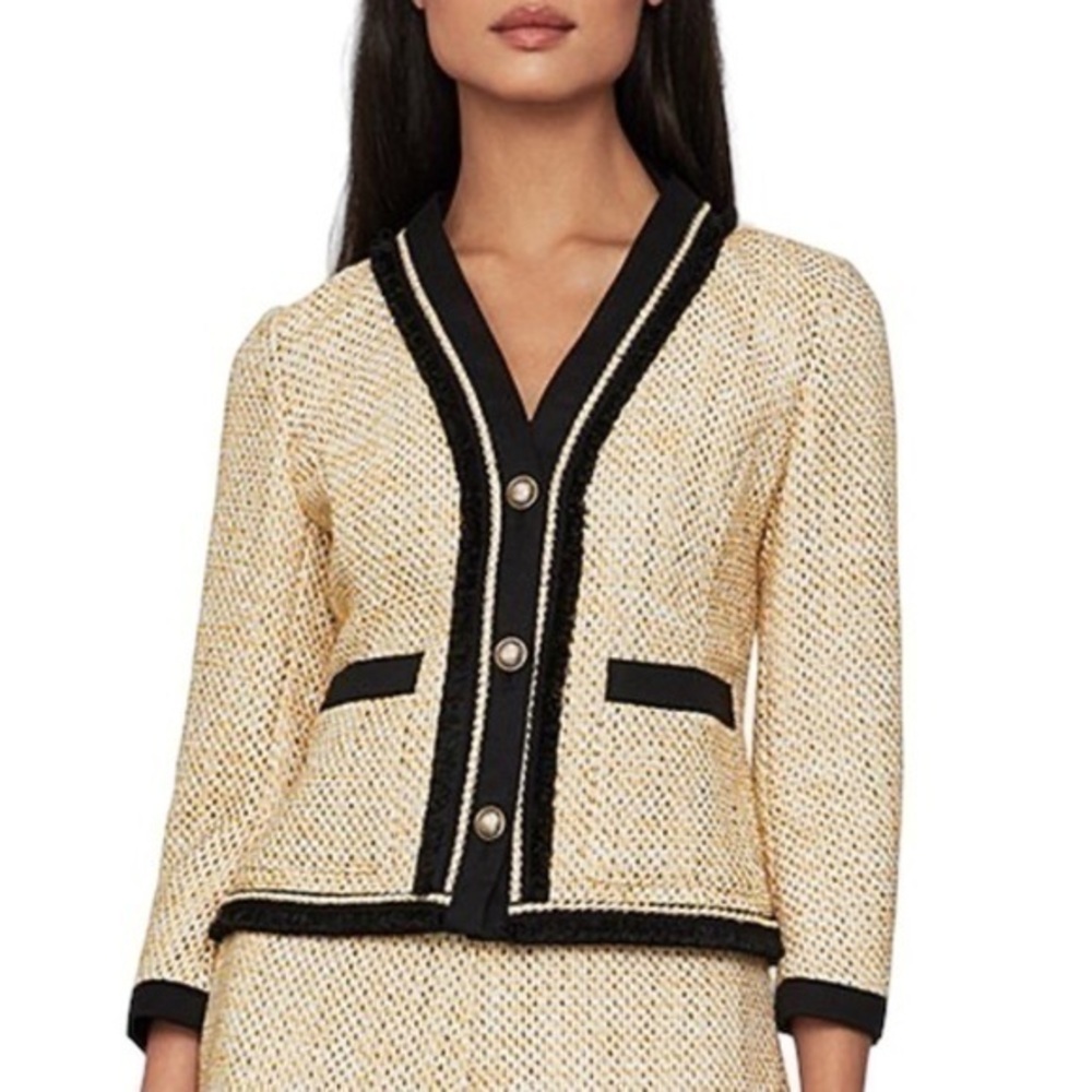 NWT BCBG Black Gold Color Block Tweed Classic‎ Career Blazer Small